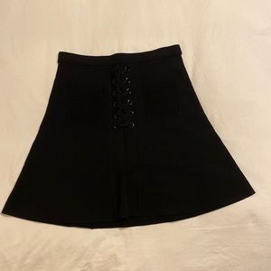 NWOT Sandro Paris Joelle Black Lace Up Mini Skirt A-Line Size 1